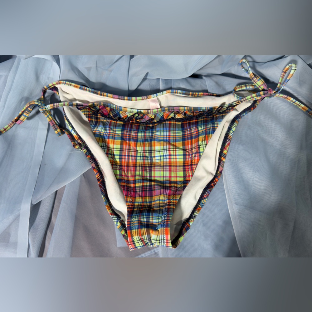 Victoria's Secret Plaid Side Tie Bikini Bottom NWT Size M